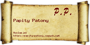 Papity Patony névjegykártya